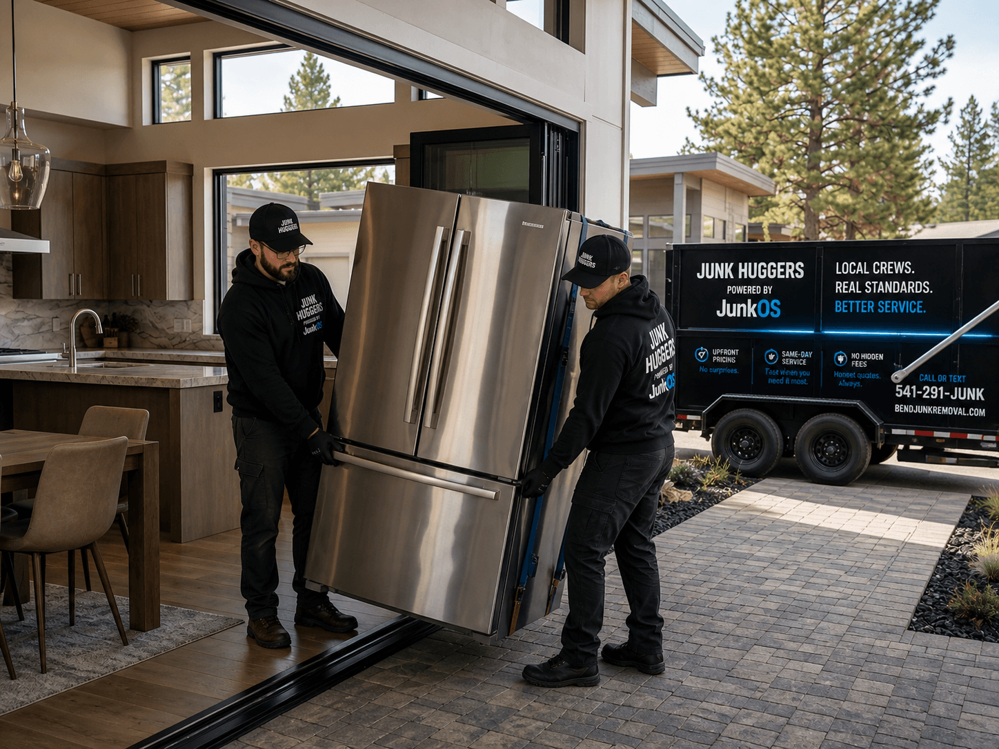 Junk Huggers crew removing kitchen appliances