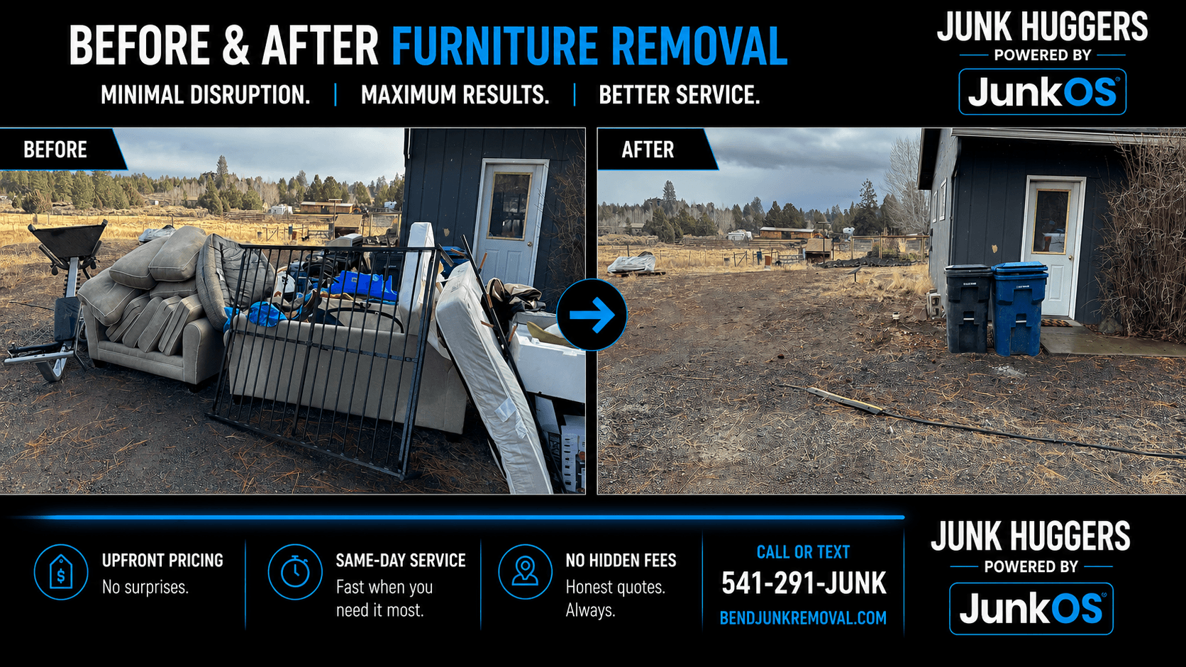 Furniture removal — before and after photo