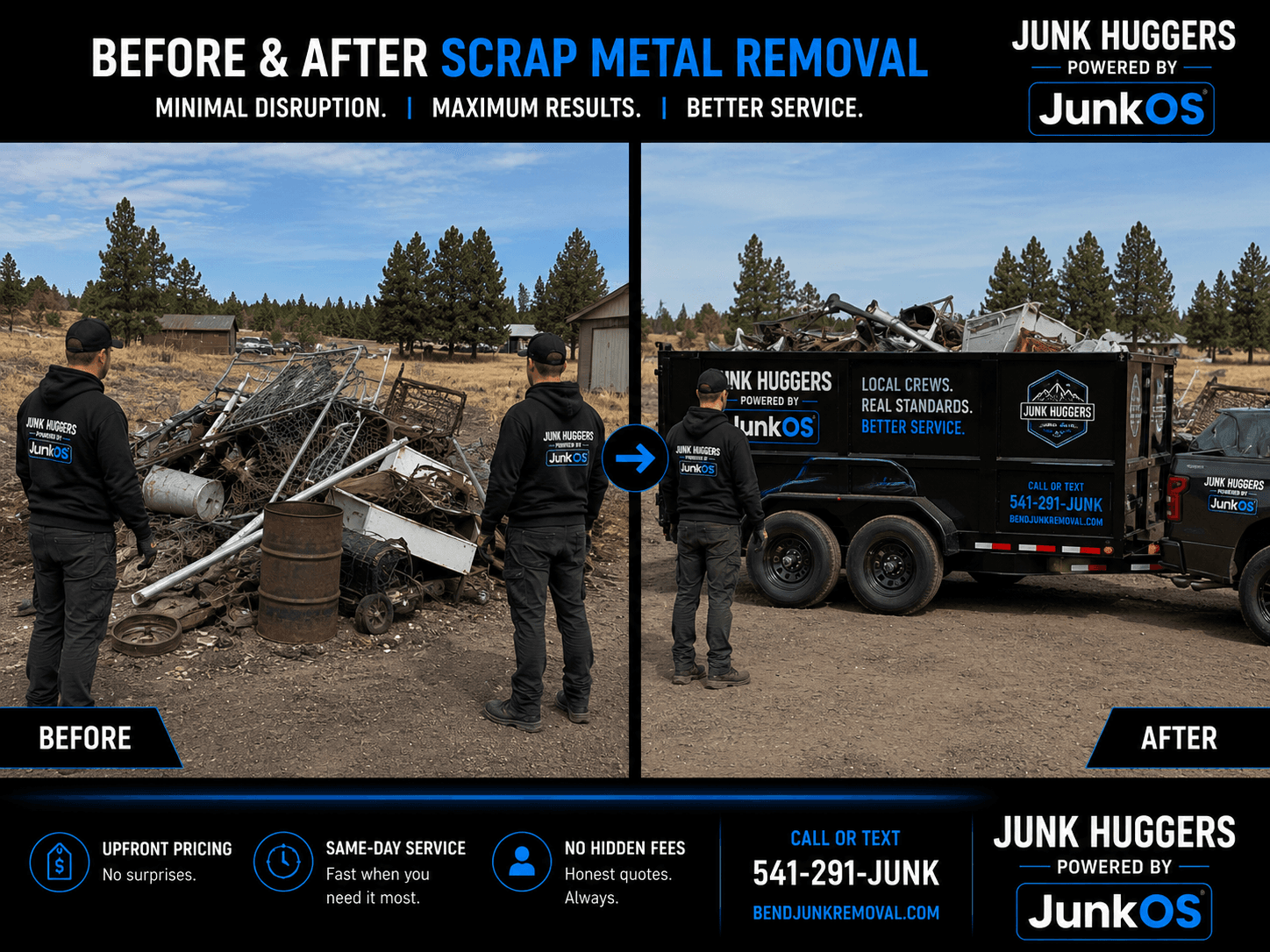 Scrap metal removal — before and after photo