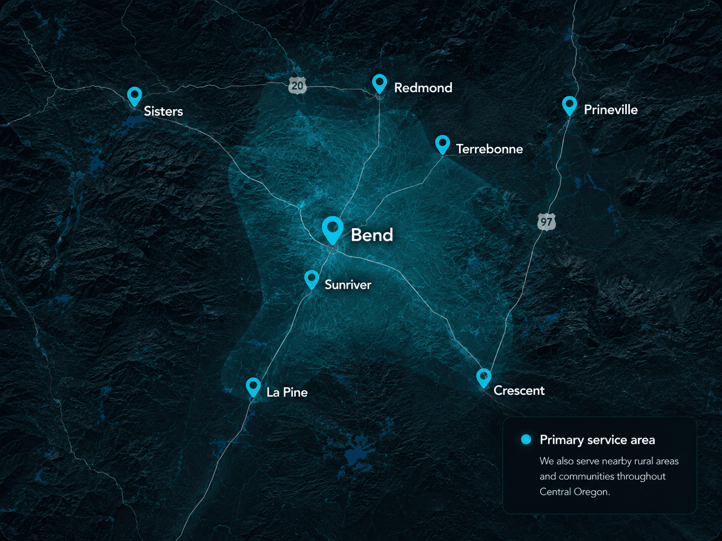 Central Oregon service area map