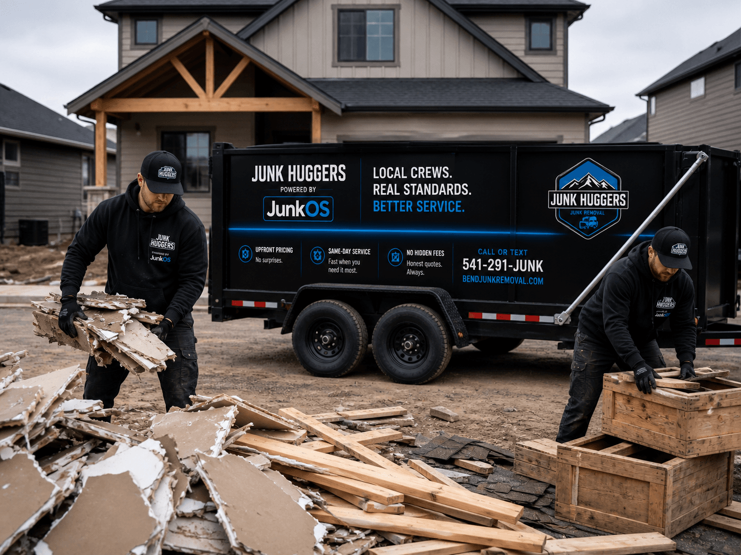 Construction debris hauled by Junk Huggers