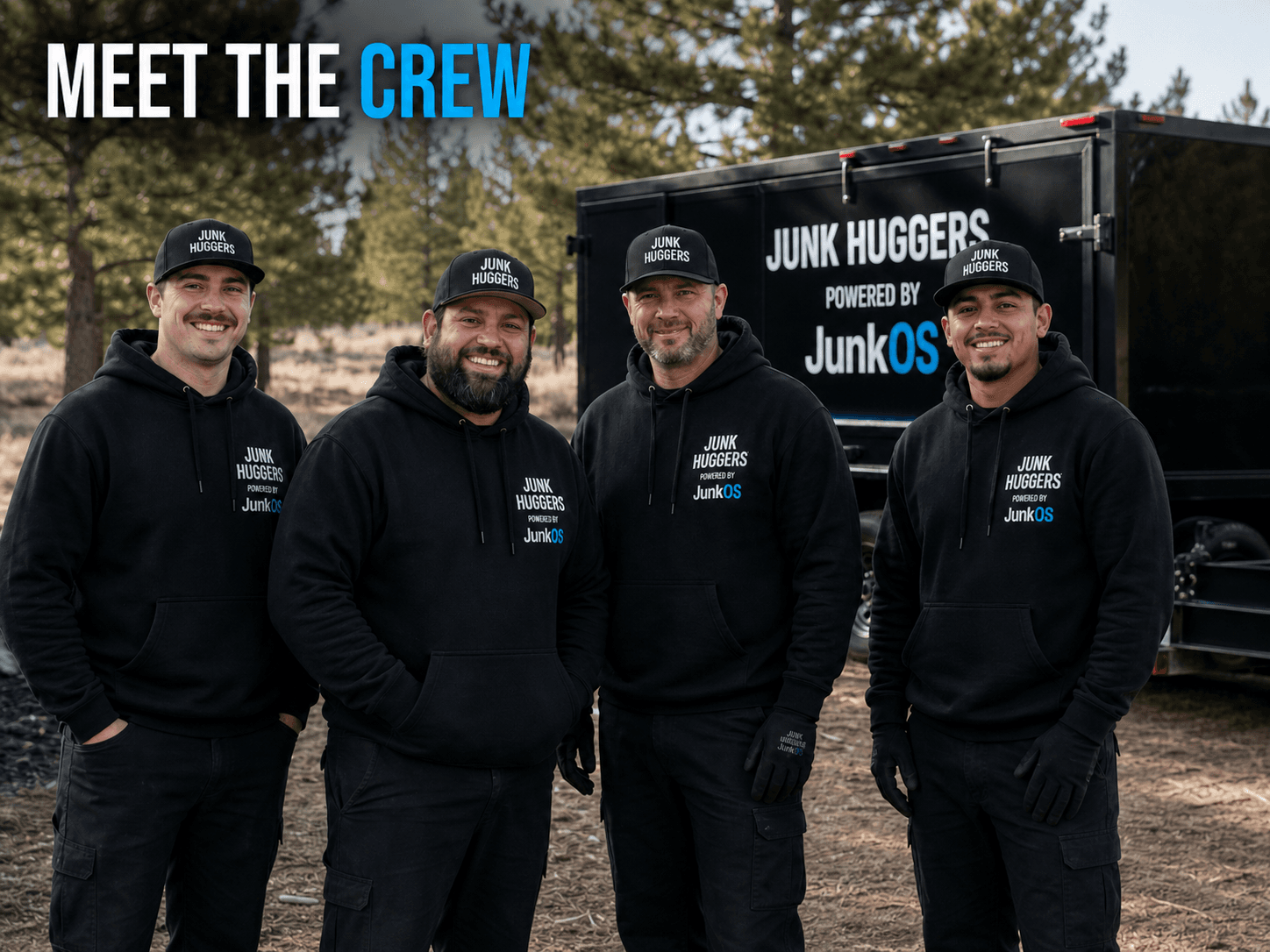 Junk Huggers crew with truck and trailer in Bend, Oregon