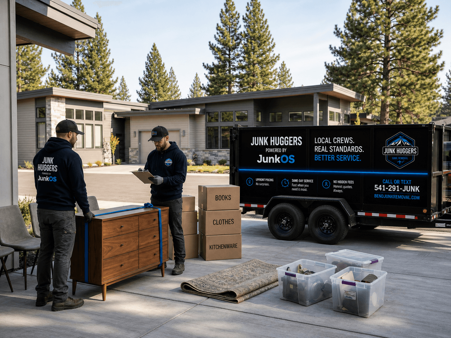 Junk Huggers crew loading donation items for partner pickup