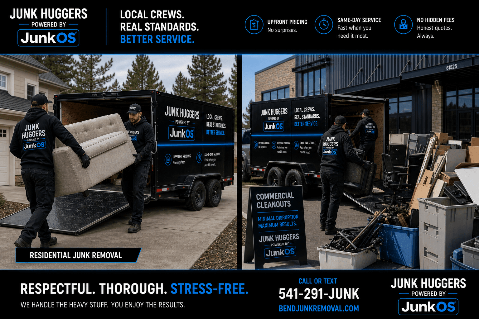 Junk Huggers truck and trailer branded for Central Oregon service