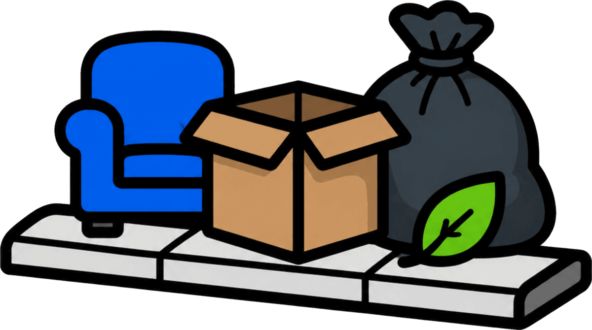 Junk Huggers ultralight pickup with a small load of bags, boxes, and packaging